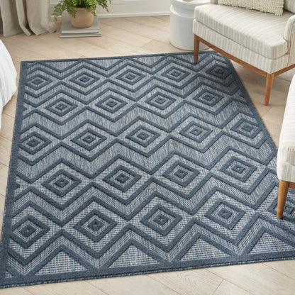 Tapis Nourison polyvalent pour intérieur/extérieur à tissage plat géométrique