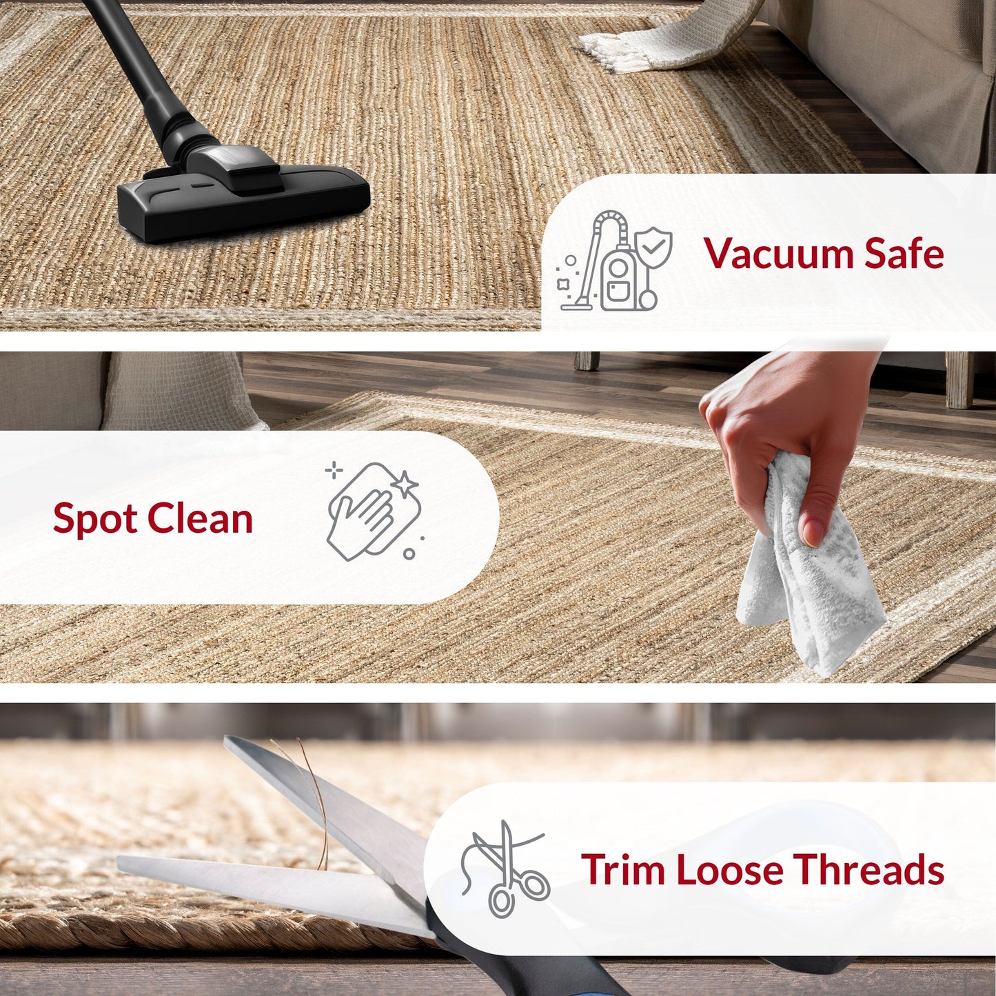 Tapis de sol Nuloom Rikki Coastal en jute tressé