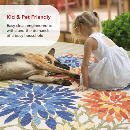 Tapis d'intérieur/extérieur lavable en machine Nuloom Rosana Floral