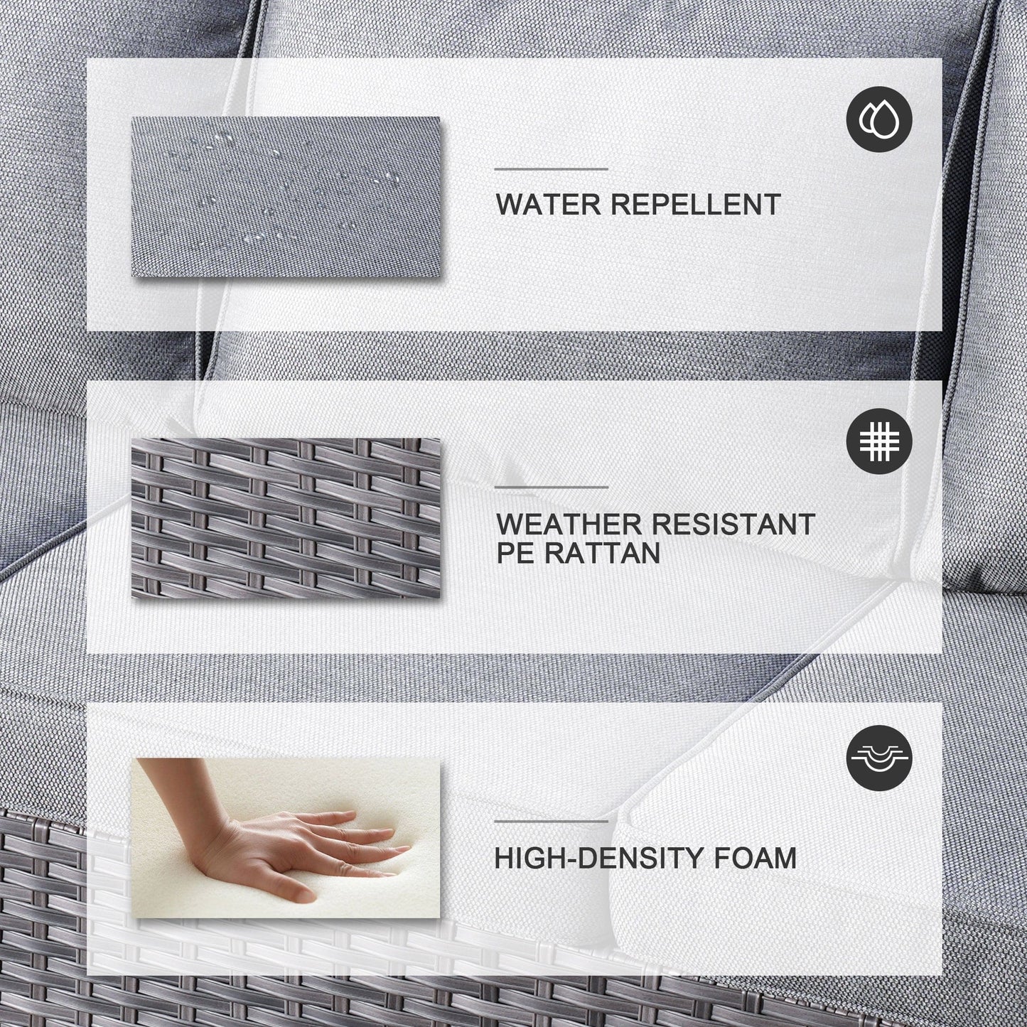 Ensemble de mobilier de patio OVIOS 5 pièces en résine tressée avec dossier haut