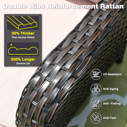 Ensemble de conversation OVIOS 5 pièces en résine tressée avec dossier haut