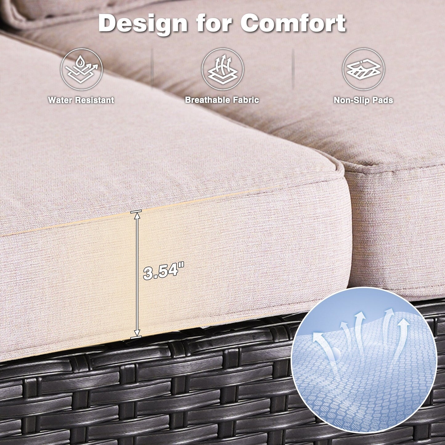 Ensemble de conversation OVIOS 5 pièces en résine tressée avec dossier haut