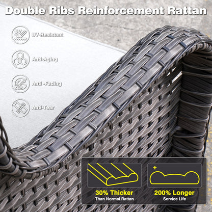 Ensemble de conversation OVIOS 5 pièces en résine tressée avec dossier haut