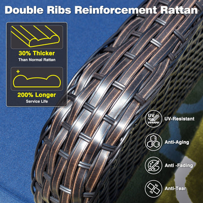 Ensemble de conversation OVIOS 5 pièces en résine tressée avec dossier haut