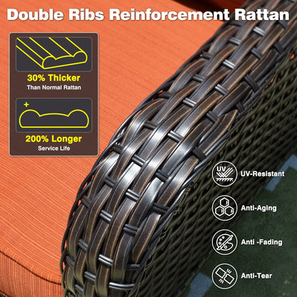 Ensemble de conversation OVIOS 5 pièces en résine tressée avec dossier haut