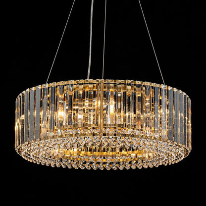 Lustre moderne rond en cristal OYIPRO à 6/8/12 lumières, suspension en forme de tambour pour îlot de cuisine
