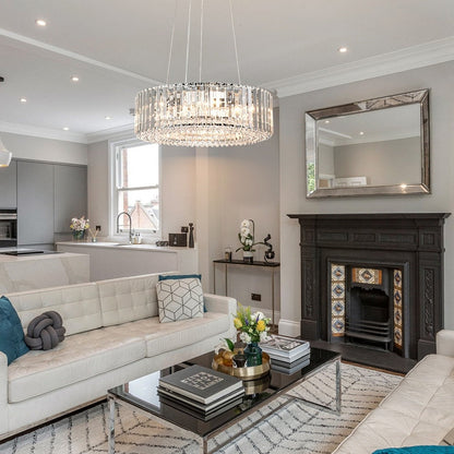 Lustre moderne rond en cristal OYIPRO à 6/8/12 lumières, suspension en forme de tambour pour îlot de cuisine