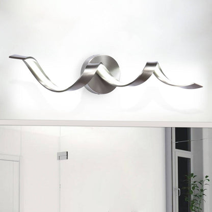 Applique murale LED moderne en spirale pour salle de bain, à intensité variable.