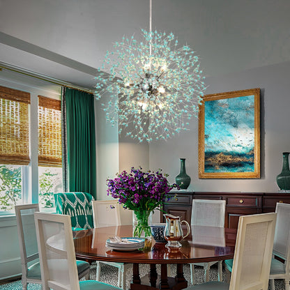 Lustre Sputnik moderne OYIPRO avec effet feu d'artifice et suspension en cristal