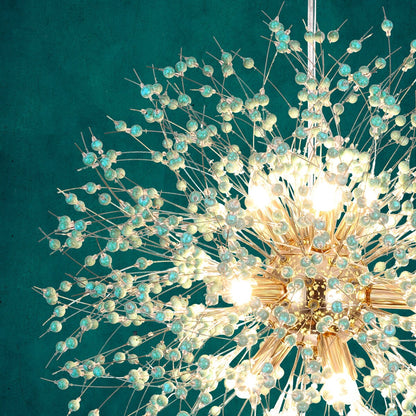 Lustre Sputnik moderne OYIPRO avec effet feu d'artifice et suspension en cristal