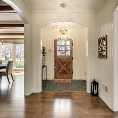 Lustre Sputnik moderne OYIPRO avec effet feu d'artifice et suspension en cristal