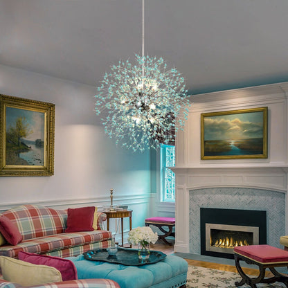 Lustre Sputnik moderne OYIPRO avec effet feu d'artifice et suspension en cristal