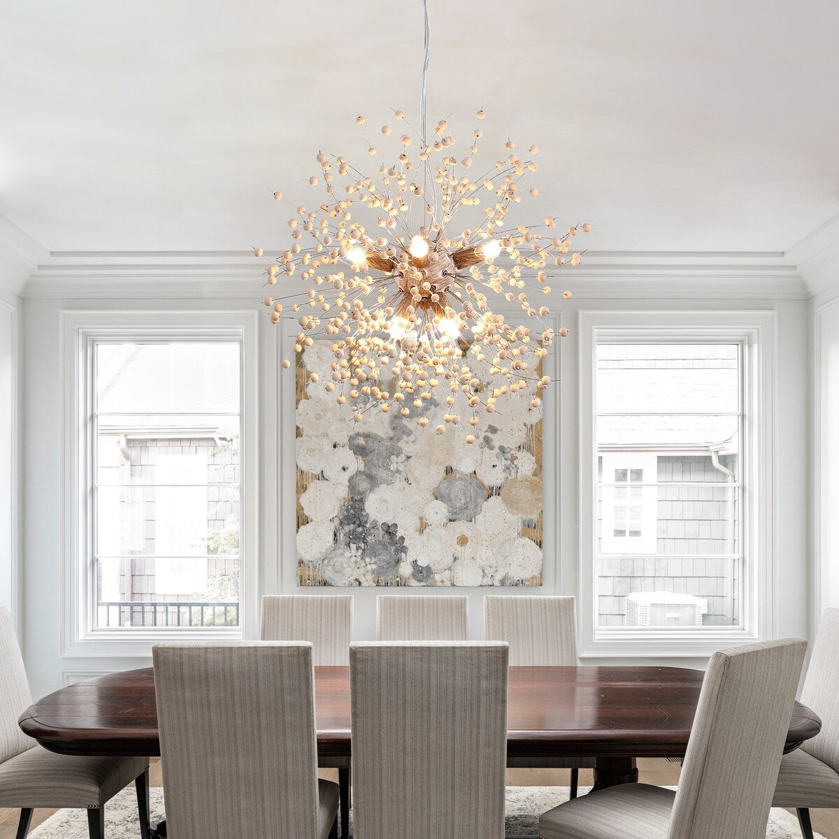 Lustre Sputnik moderne OYIPRO avec effet feu d'artifice et suspension en cristal