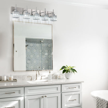 Luminaires de salle de bain modernes à intensité variable en cristal Ora, à installer au-dessus du miroir, style glamour.