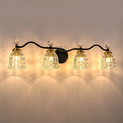 Luminaires de salle de bain modernes Ora à intensité variable, noirs et dorés