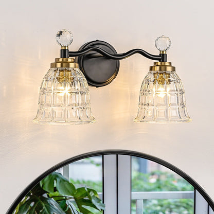 Luminaires de salle de bain modernes Ora à intensité variable, noirs et dorés