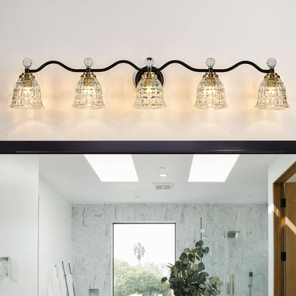 Luminaires de salle de bain modernes Ora à intensité variable, noirs et dorés