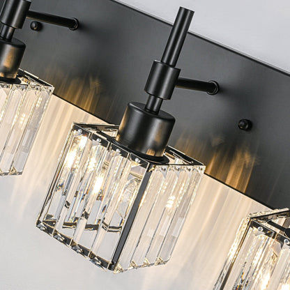 Luminaires de salle de bain modernes à intensité variable en cristal Ora, à installer au-dessus du miroir, style glamour.