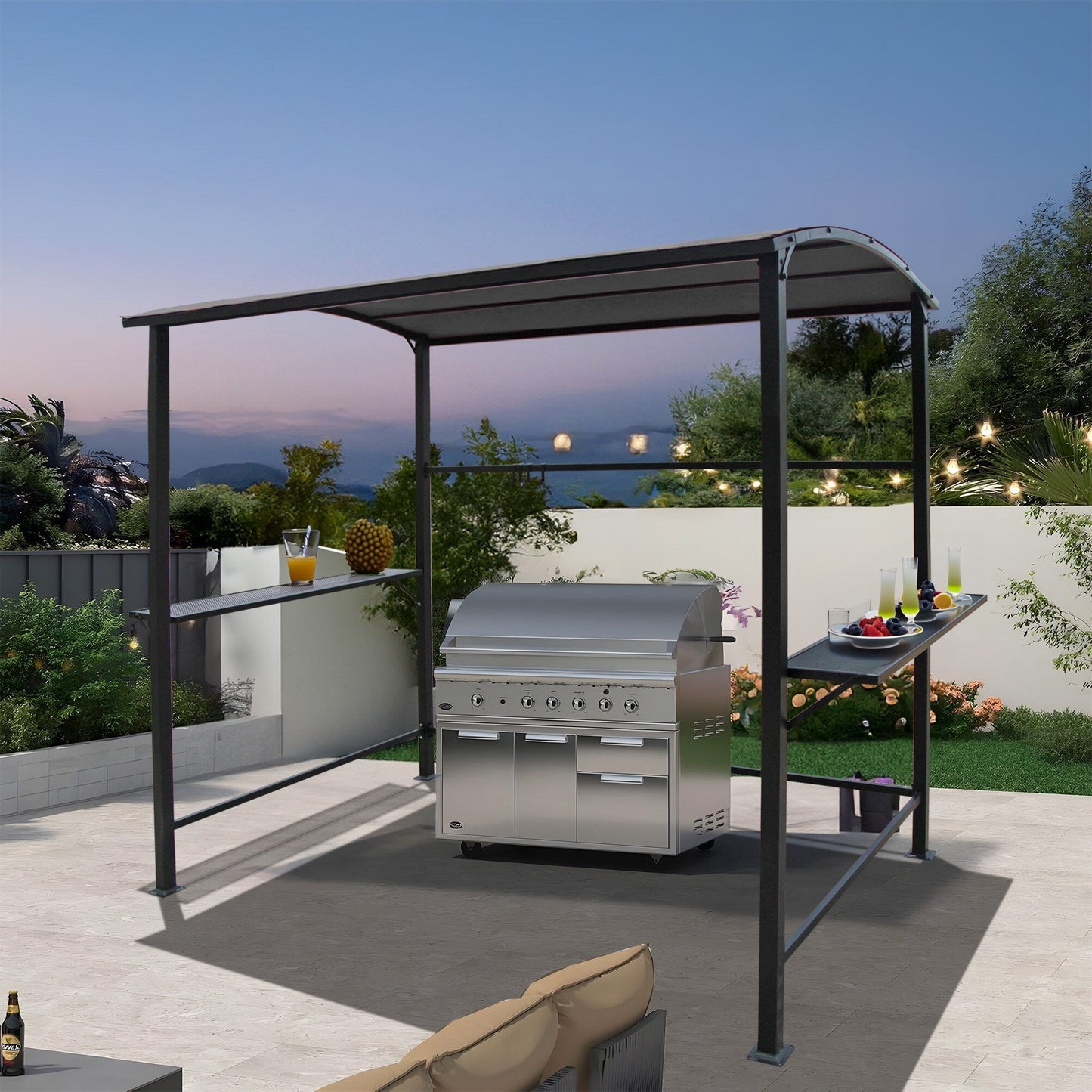 Abri barbecue extérieur en acier de 1,5 m x 2,4 m