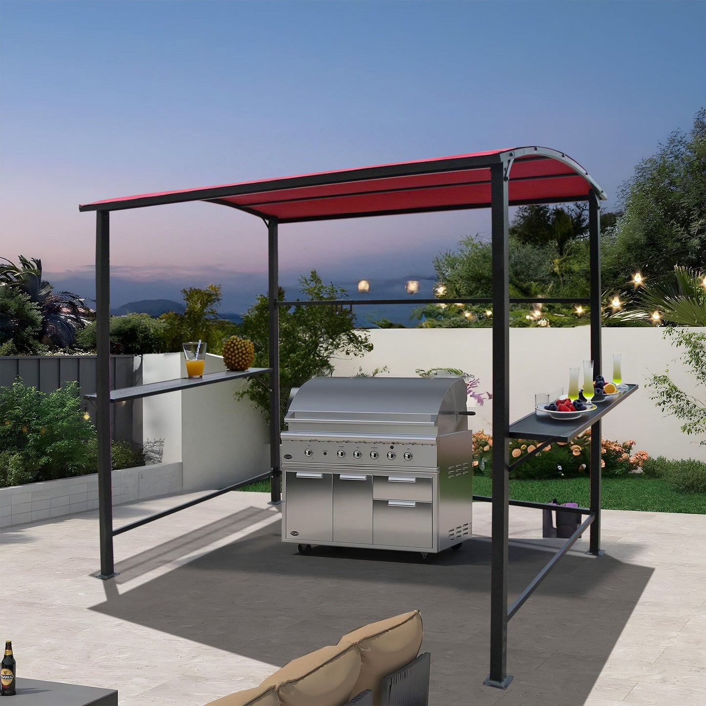 Abri barbecue extérieur en acier de 1,5 m x 2,4 m