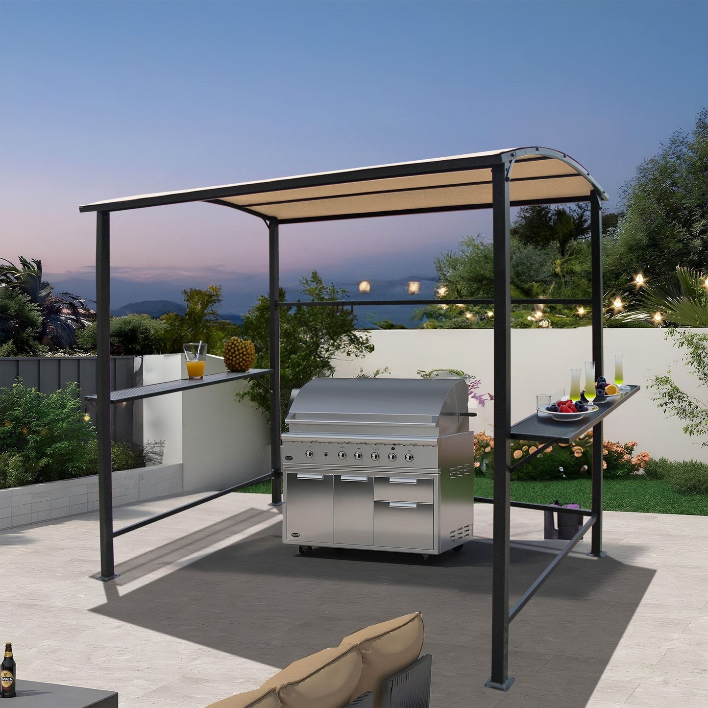 Abri barbecue extérieur en acier de 1,5 m x 2,4 m