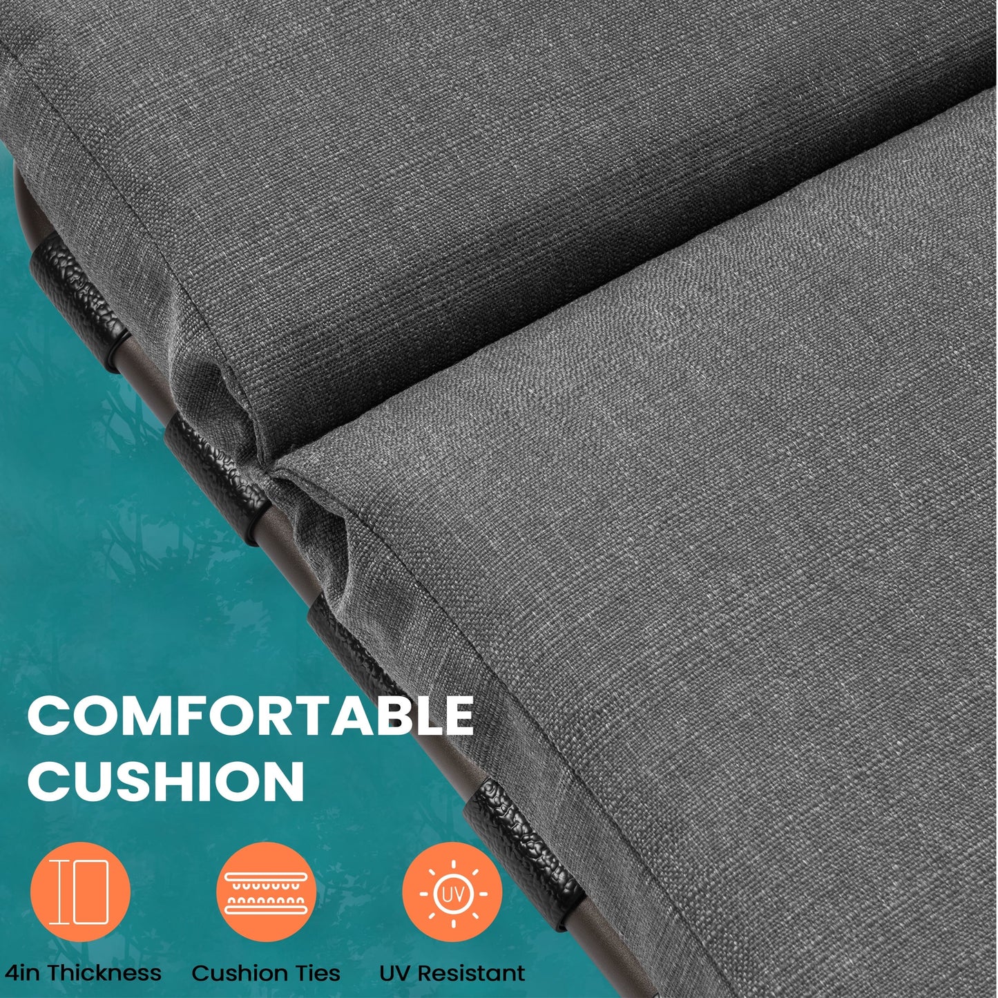 Chaise longue d'extérieur réglable avec coussin, idéale pour la plage et la piscine