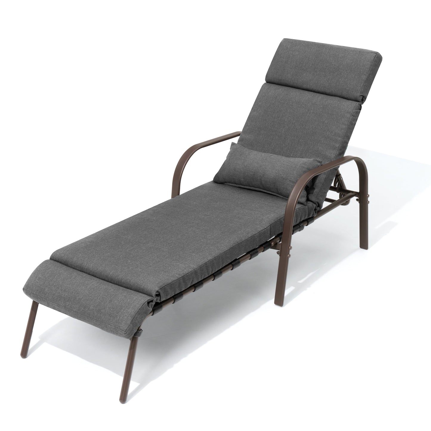 Chaise longue d'extérieur réglable avec coussin, idéale pour la plage et la piscine