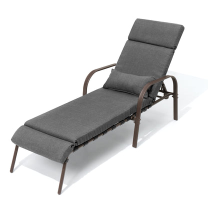 Chaise longue d'extérieur réglable avec coussin, idéale pour la plage et la piscine