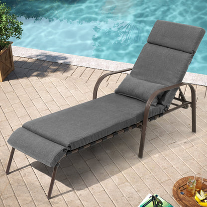 Chaise longue d'extérieur réglable avec coussin, idéale pour la plage et la piscine