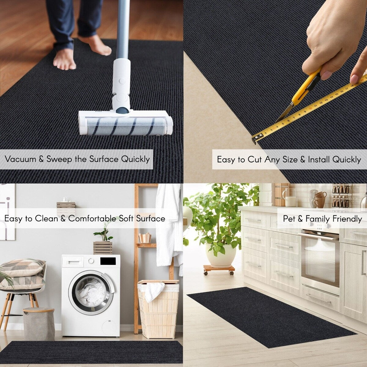 Tapis de couloir sur mesure pour intérieur/extérieur, 91 cm de large x longueur au choix, avec envers antidérapant en PVC