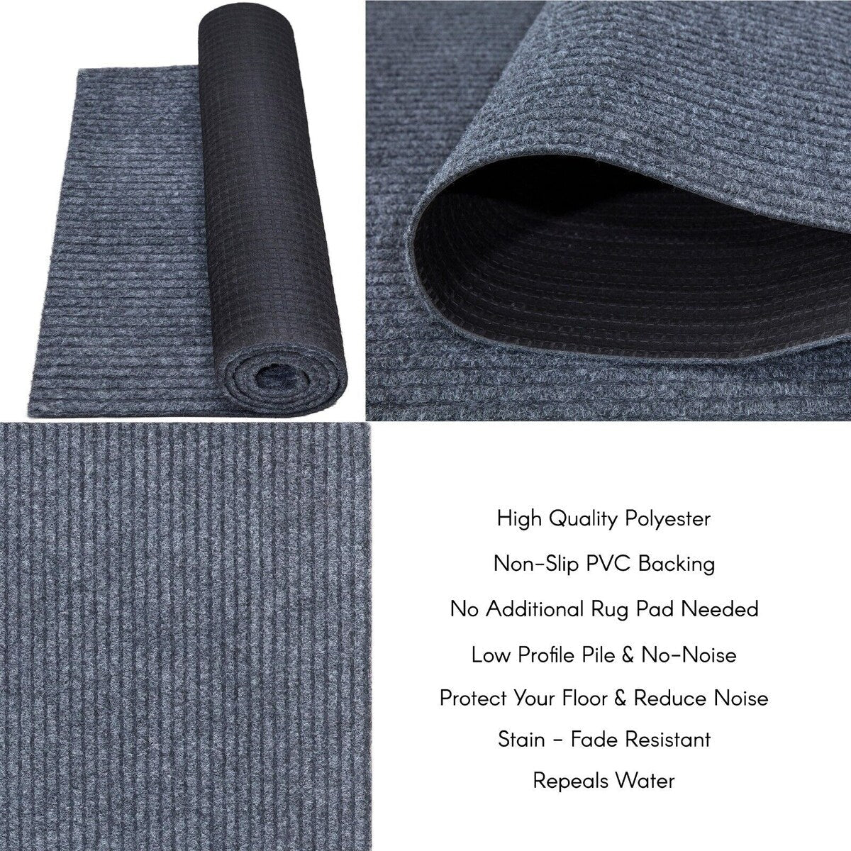 Tapis de couloir sur mesure pour intérieur/extérieur, 91 cm de large x longueur au choix, avec envers antidérapant en PVC