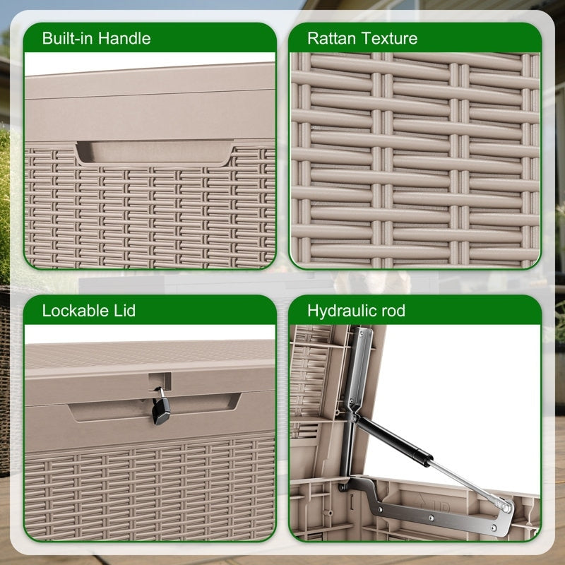 Coffre de rangement extérieur en résine avec serrure