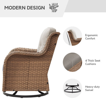 Chaises à bascule d'extérieur en osier Gymojoy avec base pivotante (lot de 2)