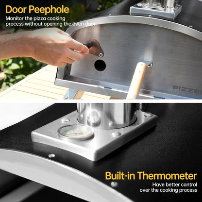 Four à pizza portable à bois d'extérieur avec pelle à pizza et sac de transport - 40 cm