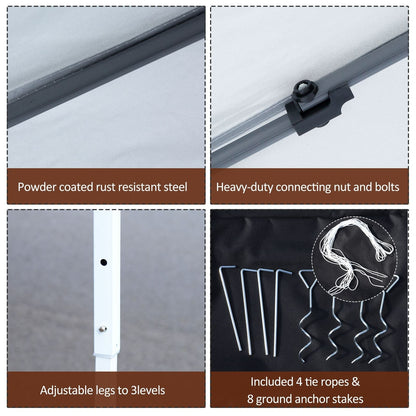 Chapiteau pliant robuste Outsunny 3 m x 3 m avec filets latéraux amovibles, montage facile, idéal pour les fêtes en extérieur.