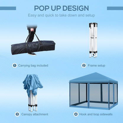 Chapiteau pliant robuste Outsunny 3 m x 3 m avec filets latéraux amovibles, montage facile, idéal pour les fêtes en extérieur.