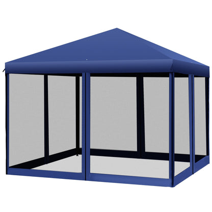 Chapiteau pliant robuste Outsunny 3 m x 3 m avec filets latéraux amovibles, montage facile, idéal pour les fêtes en extérieur.