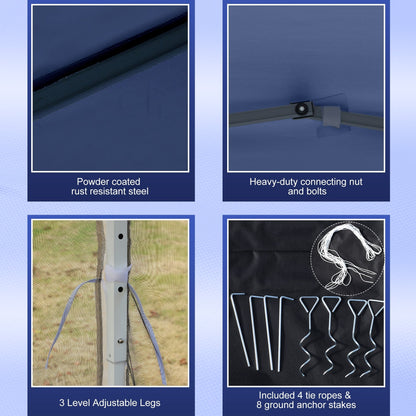 Chapiteau pliant robuste Outsunny 3 m x 3 m avec filets latéraux amovibles, montage facile, idéal pour les fêtes en extérieur.