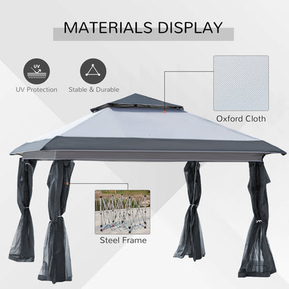Abri pare-soleil instantané Outsunny 3,65 m x 3,65 m avec parois latérales en filet et hauteur réglable sur 3 niveaux