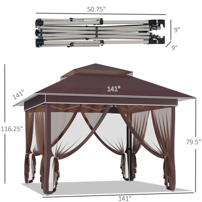 Abri pare-soleil instantané Outsunny 3,65 m x 3,65 m avec parois latérales en filet et hauteur réglable sur 3 niveaux