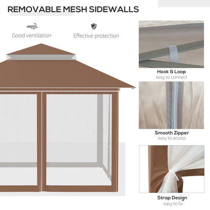 Abri pare-soleil instantané Outsunny 3,65 m x 3,65 m avec parois latérales en filet et hauteur réglable sur 3 niveaux