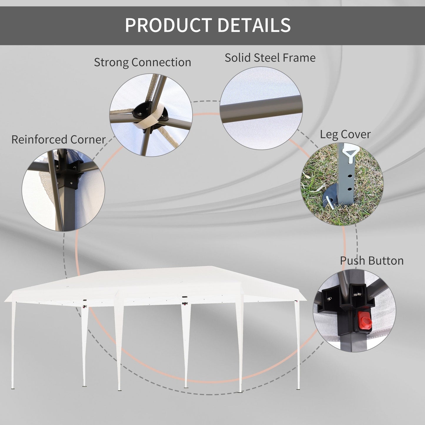 Auvent pliable robuste Outsunny avec structure solide, toit anti-UV et sac de transport pour terrasse, jardin, plage, etc.