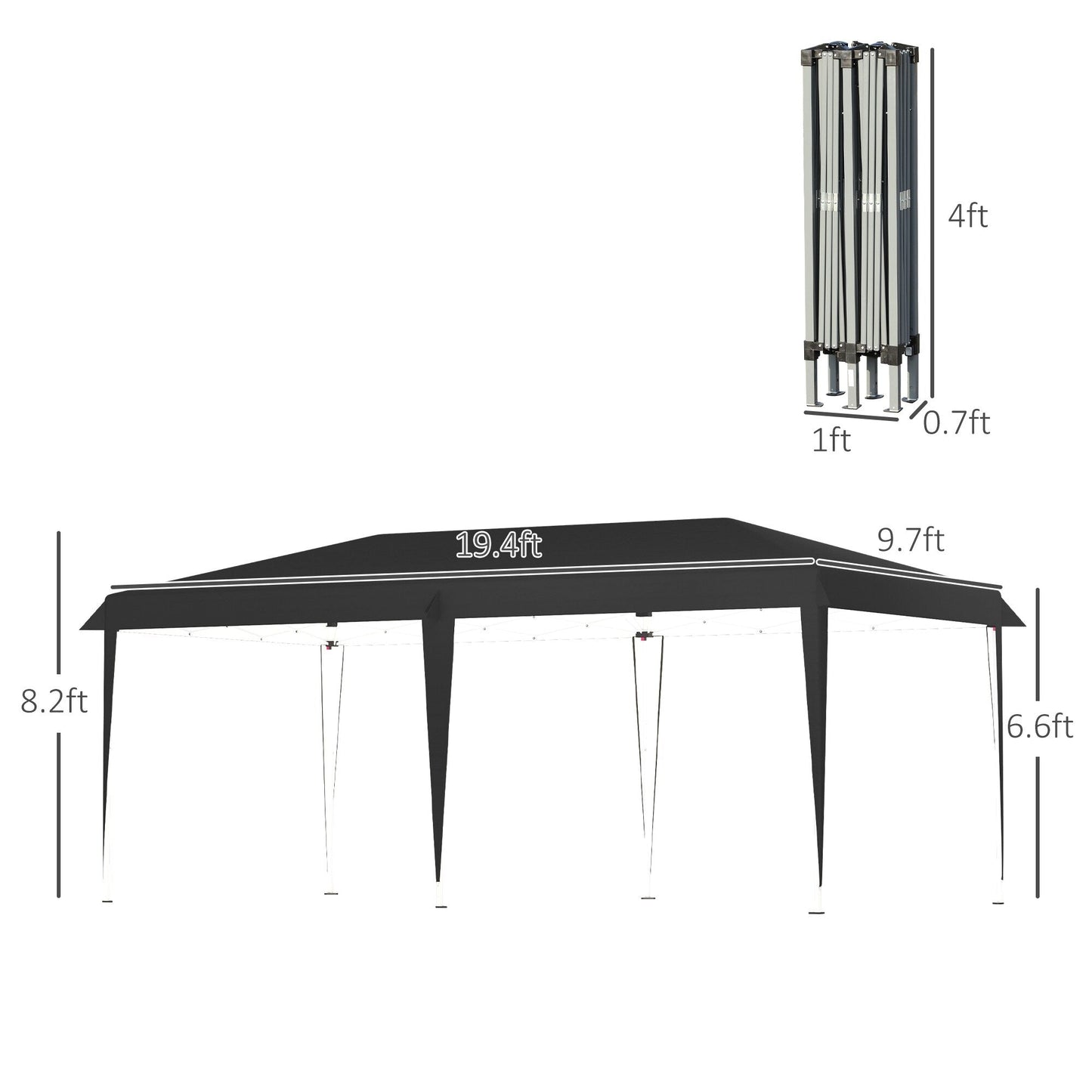Auvent pliable robuste Outsunny avec structure solide, toit anti-UV et sac de transport pour terrasse, jardin, plage, etc.
