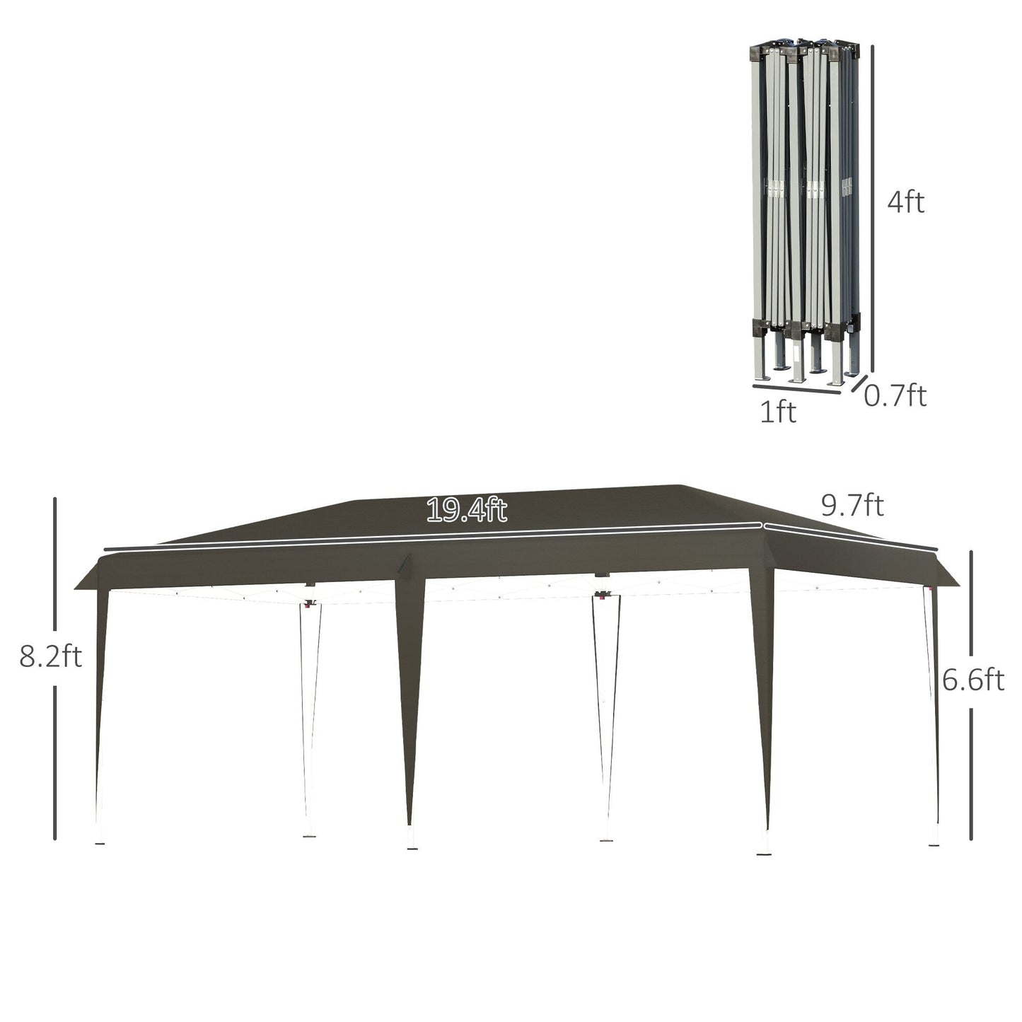 Auvent pliable robuste Outsunny avec structure solide, toit anti-UV et sac de transport pour terrasse, jardin, plage, etc.