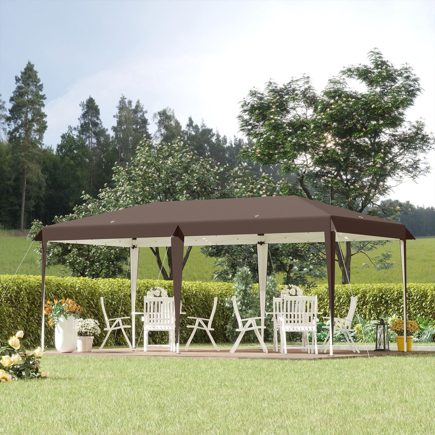 Auvent pliable robuste Outsunny avec structure solide, toit anti-UV et sac de transport pour terrasse, jardin, plage, etc.