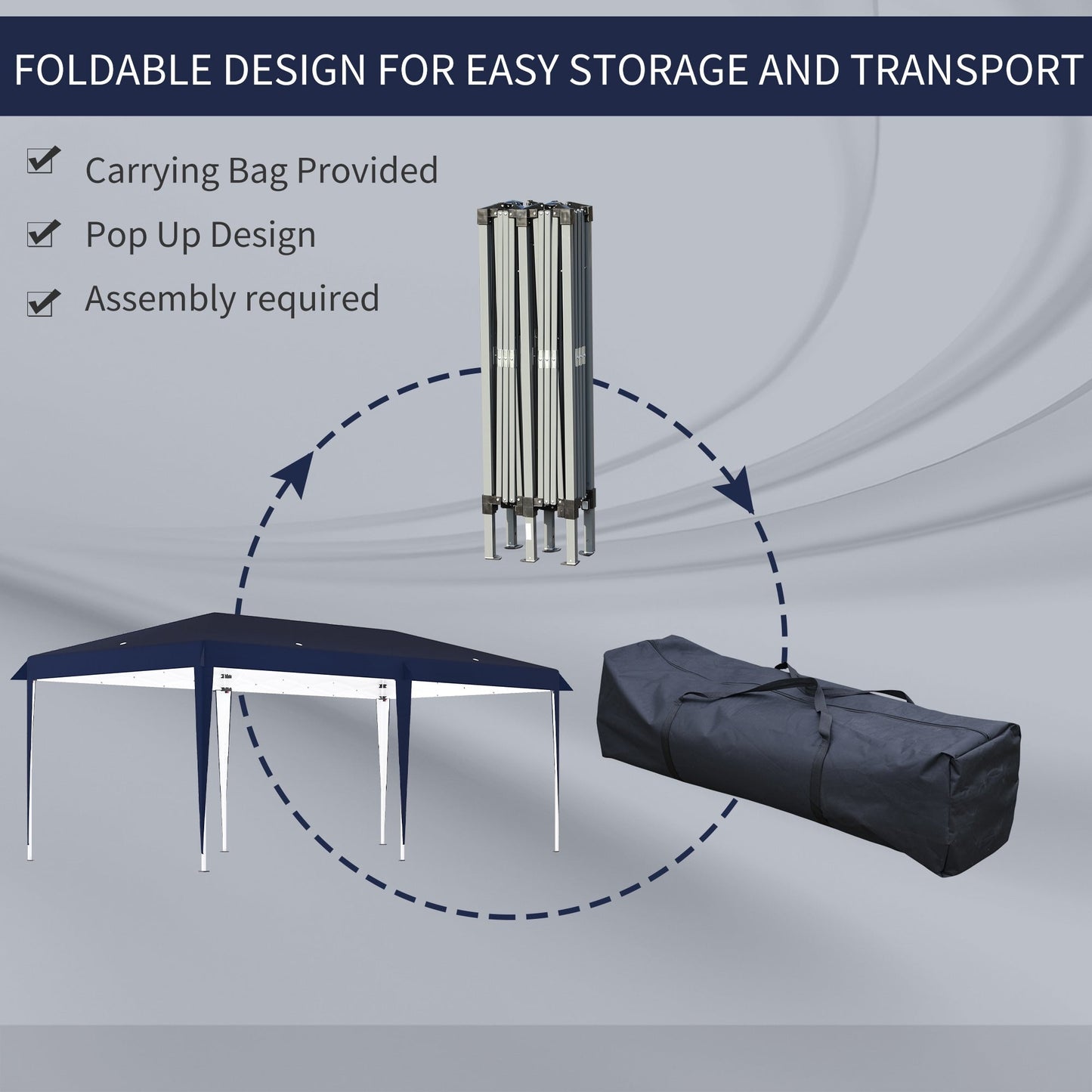 Auvent pliable robuste Outsunny avec structure solide, toit anti-UV et sac de transport pour terrasse, jardin, plage, etc.