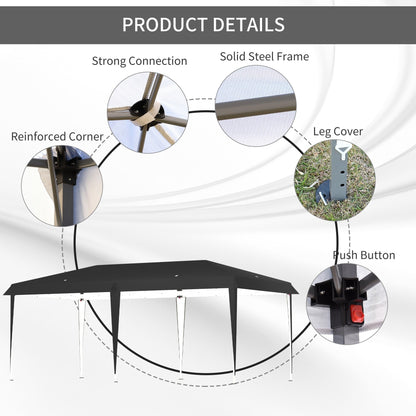 Auvent pliable robuste Outsunny avec structure solide, toit anti-UV et sac de transport pour terrasse, jardin, plage, etc.