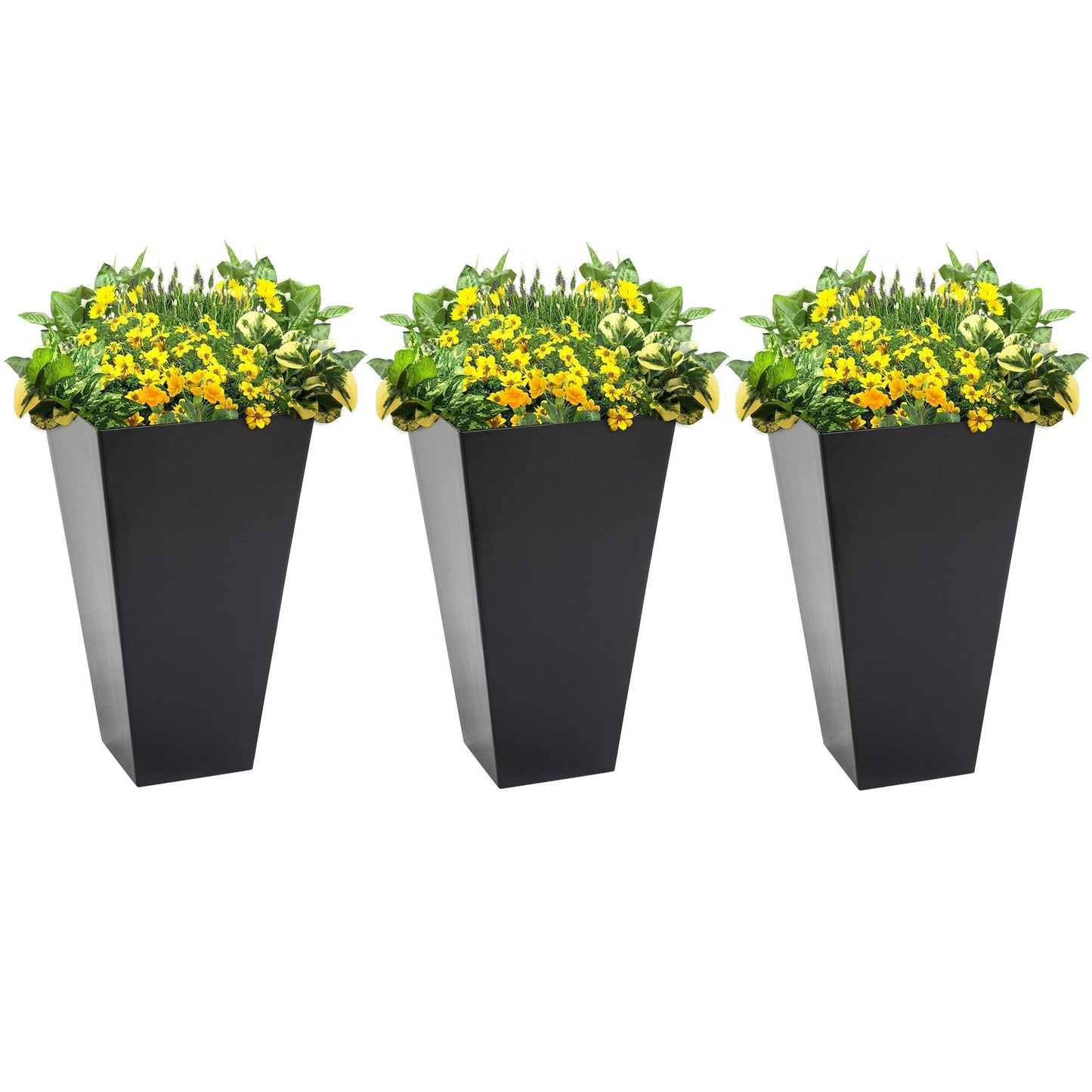 Ensemble de 3 pots de fleurs en plastique Outsunny de 71 cm de haut, grands pots de jardin en plastique pour l'intérieur et l'extérieur, pour l'entrée, la terrasse et le jardin.