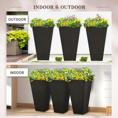 Ensemble de 3 pots de fleurs en plastique Outsunny de 71 cm de haut, grands pots de jardin en plastique pour l'intérieur et l'extérieur, pour l'entrée, la terrasse et le jardin.