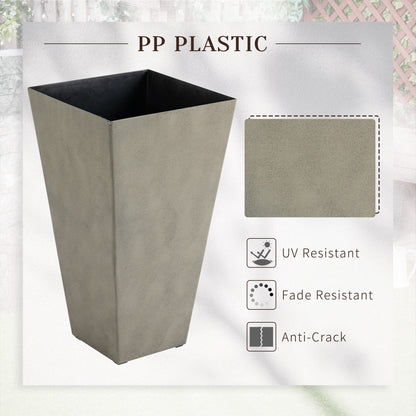 Ensemble de 3 pots de fleurs en plastique Outsunny de 71 cm de haut, grands pots de jardin en plastique pour l'intérieur et l'extérieur, pour l'entrée, la terrasse et le jardin.